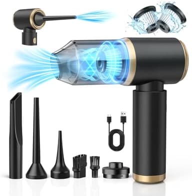 NIWOHOM Aspirador de Mano, 15000 PA Aspirador Coche Potente Portátil Recargable con Ajuste de 2 Niveles, 120W 4 en 1 Aspiradora de Mano sin Cable para el Hogar, Sofá, Mascota, Automóvil, Cocina