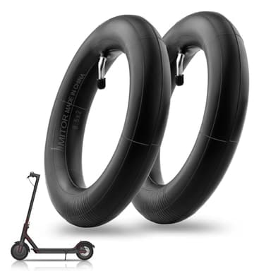 Amitor Camara Patinete 8 1/2 x2 para Xiaomi Pro 2 Pro 1S M365 Mi3, Cámara de Aire Reforzada 8,5 Pulgadas con Válvula 45° Plateada, Duradera y Engrosado Recamara 50/75-6.1, para Rueda Auxiliares, 2PCS