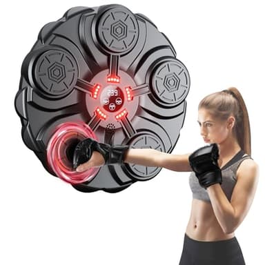 yorraka Máquina de Boxeo Música Adulto - LED Luces Music Boxing Machine con Guantes De Boxeo - 9 Velocidades Ajustables y Contables Inteligente Boxeo Pared Musical Maquina con Bluetooth para Niños