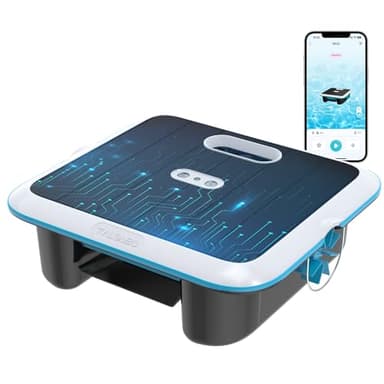 TALOSBO SK02 Robot Limpiafondos Piscina, Skimmer de Piscina Solar con Control App,Carga Dual, Sensor de Temperatura, Limpiador de Piscina Skimmer Automático 24/7