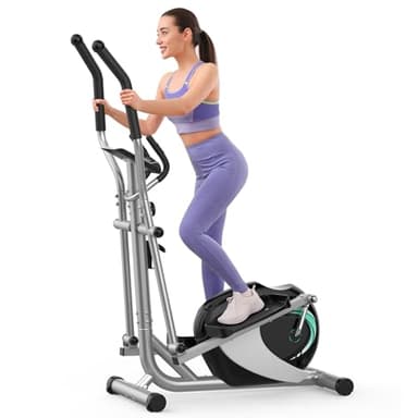 Dripex Bicicleta Eliptica, Ultra Silenciosa Elíptica para Casa, Bicicleta Elíptica con Resistencia Ajustable de 16 Niveles, Elipticas Fitness Casa de Monitor LCD, Ensor de Pulso (Verde)