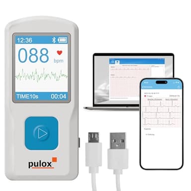 Pulox PM10 Monitor ECG monocanal portátil - Dispositivo de ECG con análisis, aplicación smartphone y software PC