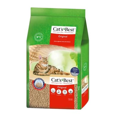 Cat's Best Arena Gatos Aglomerante EcoPlus 40L (17,2 kg). Tierra para Gatos de Hasta 7 Semanas de Uso. Arena Biodegradable de Fibra Vegetal Ecológica