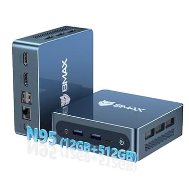 BMAX Mini PC B4Plus, Intel Alder Lake-N95 (hasta 3, 4GHz) 12GB LPDDR5 512GB SSD, Win-11Pro, Mini Ordenador, Double Écran 4K@60Hz,Type-C,HDMI, WiFi 5/BT5.0 Micro PC para para Hogar, Oficina, Empresa