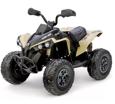 FINOOS Quad Eléctrico para Niños 24V Can-Am Renegade, +3 Años con 4 x 200W Motores Faros Música Neumáticos de Suspensión Botones Avance y Retroceso Vehículo Eléctrico a Batería 4x4 (Caqui)