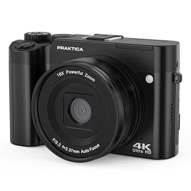 Praktica Cámara sin Espejo DZ16 de 13 MP, sensores CMOS duales, Zoom Digital de 16x, Video 4K Ultra HD