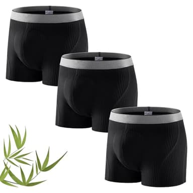 Carer Pack de 3 Boxers para Incontinencia Hombre Bambú 160 ml de Capacidad de Absorción Calzoncillos para incontinencia Lavable Reutilizable Transpirable Ropa Interior Antifugas Negro Talla L