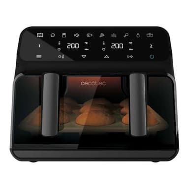 Cecotec Freidora de Aire sin Aceite 9L o Doble Cubeta 4,5L Cecofry Advance 9000 Window Plus. 2200W, Pared Divisoria, Temperatura Dual, Ventana Visualización, 8 Menús, Temp 60-200 ºC, Panel Táctil