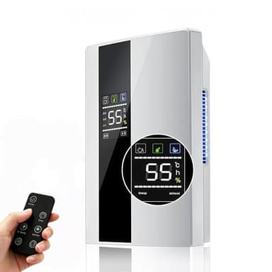 Deshumidificador,2 en 1 Deshumidificador y Purificador de Aire,Silencioso, Temporizador, Spagado Automático, Pantalla Digital, Control Remoto,para Dormitorios, Apto Hasta 30㎡