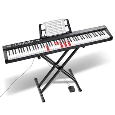VEVOR 88 Teclas Piano de Teclado Digital Portátil Teclas Semipesadas 1000 Tonos con Soporte Ajustable, Altavoces Incorporados, Pedal de Sustain, Auriculares, Bluetooth, MIDI, USB para Principiantes