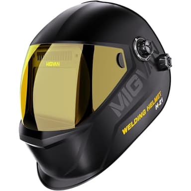MIGVAN Careta Soldar Automática 0,1 ms oscurecimiento automático – Máscara Soldar True-Color, 100×82 mm, Solar y batería, DIN 4/5-9/9-13 – Careta de Soldar MIG TIG MMA ARC Esmerilado H21