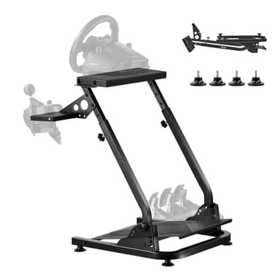 VEVOR Soporte para Volante de Carreras Ajustable y Plegable, Compatible con Logitech G29, G27, G920 y G923, Thrustmaster T300RS, T300GT, T248, TS-PC y TSXW Gaming Cockpit. Pedales no Incluidos