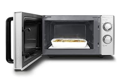 CASO MG 20 Ecostyle Ceramic - Microondas sin plato giratorio - Microondas con grill 1000W - Capacidad de 20L - 9 programas automáticos - Temporizador hasta 60 mins - grande - plateado