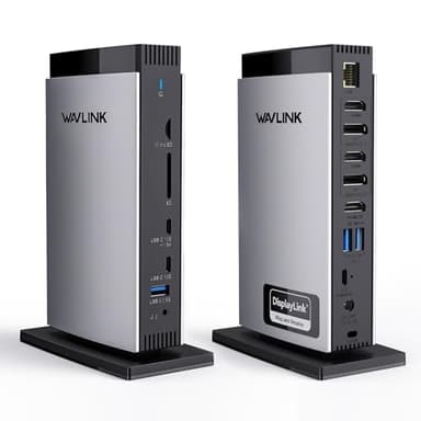 WAVLINK Displaylink Laptop Docking Station con 3 HDMI, USB C Dock Triple Pantalla 4K+Dual 2K, Carga 100W para M1 M2 M3 M4 Mac y Windows, 2DP, 5 Puertos USB, 1Gbps Ethernet, Compatible con MacBook Neo