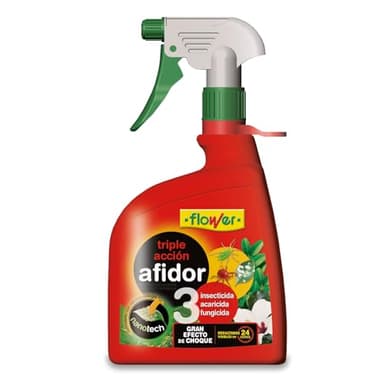 Flower - Afidor Triple Acción 1 L | Insecticida, acaricida y fungicida | Potente Efecto de Choque | Amplio Efecto en Ornamentales | Evita Reinvasiones | Interior y Exterior