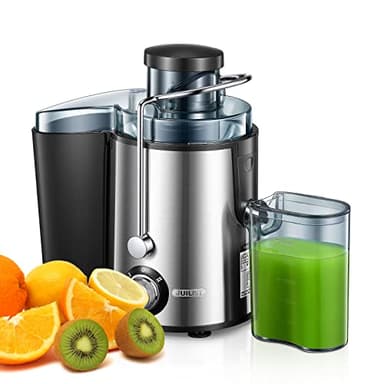 Juilist Licuadora para Verduras y Frutas,Acero Inoxidable, Extractor de Zumos y Verduras, Fácil Limpieza Con 65MM de Boca Ancha y 2 Velocidades, Extractor de Jugos Antideslizante, Antigoteo, 600W