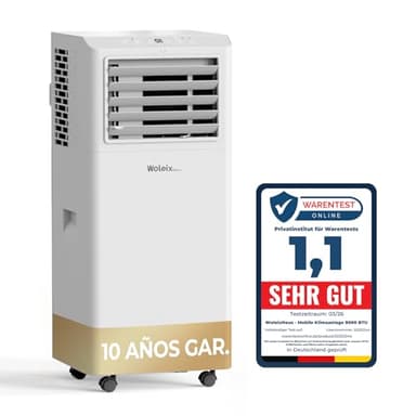 Aire Acondicionado Portátil 9000 BTU, 5 en 1 Pinguino Aire Acondicionado Portátil Bajo Consumo, Ar Condicionado Portátil Silencioso 55dB, Timer 24H, Cobertura 33 m², Kit Ventana Incluido, 10 AÑOS GAR