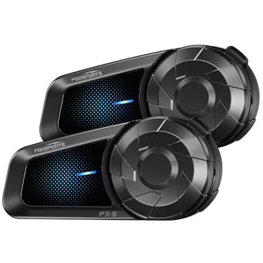 Fodsports FX-S Intercomunicador Casco Moto Bluetooth 5.4, Intercomunicador de 2 Vías para Motocicleta, IP67 Impermeable, Carga Rápida, Cancelación de Ruido CVC, Emparejamiento Universal(2 Paquete)