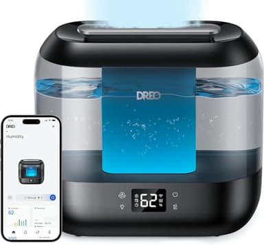 Dreo Humidificador inteligentes para dormitorio, humidificador de vapor frío de 4 litros con difusor de aceite y luz nocturna, 32 horas de autonomía, humidificadorsilenciosos para el hogar, la oficina