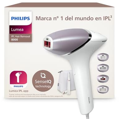Philips Lumea serie 8000, dispositivo de depilación IPL, alternativa de depilación láser, tecnología SenseIQ, 4 accesorios para el cuerpo, lápiz recortador compacto satén, BRI949/00