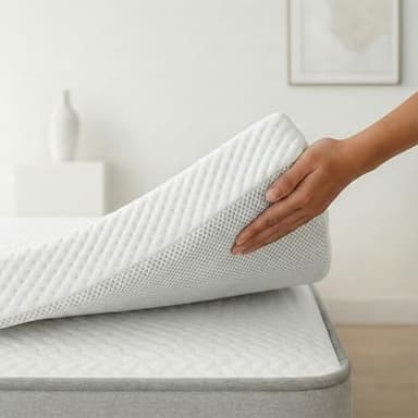 Topper Viscoelástico 135x190 cm – Grosor 6 cm | Fabricado en España | Alivia la Presión | Reduce la Tensión Corporal | 100 % Viscoelástica | Funda Transpirable Desenfundable y Lavable | CertiPUR