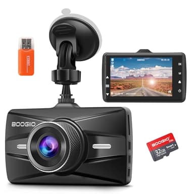 DashCam 1080P,Dash CAM Coche Pantalla IPS de 3 Pulgadas,Camara Coche de 170°,Camara Coche Grabadora con Tarjeta SD de 32G,Visión Nocturna,HDR,Grabación en Bucle,Sensor G,Vigilancia de Aparcamiento