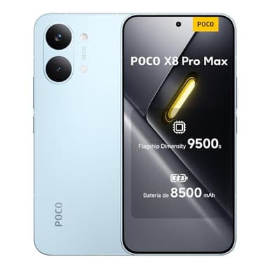 XIAOMI POCO X8 Pro MAX - Smartphone de 12+512GB, Dimensity 9500s, batería de 8500 mAh, Sensor Light Fusion 600 de 50MP con OIS, 1 año de garantía Extra, Cargador no Incluido, Azul (Versión ES)