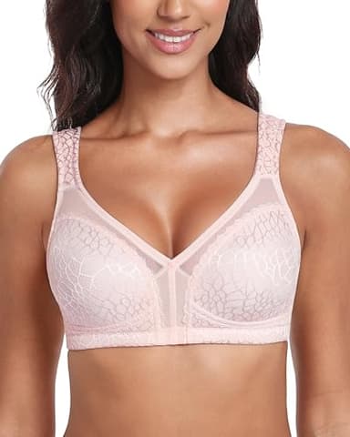 Lemorosy - Sujetador Reductor para Mujer Minimizador Copa Completa Básico Cómodo para Diario sin Aros sin Relleno（90F,Rosa）