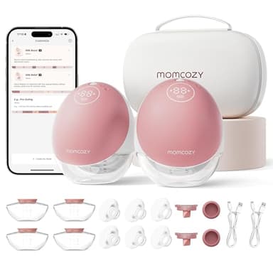 Momcozy Sacaleches Manos Libres Mobile Flow | M9 Mejorado, Eléctrico y Controlado por App, Múltiples Modos & 15 Niveles, Sacaleches Portátil, 24 mm