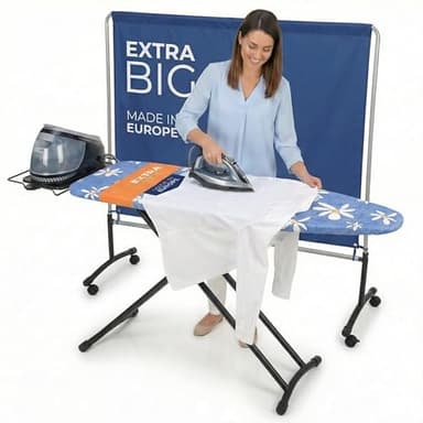 Tabla de Planchar Premium Plancha Ropa Grande Plegable Centro Planchado Profesional - 130x47cm Superficie Planchado - Hecho en E.U