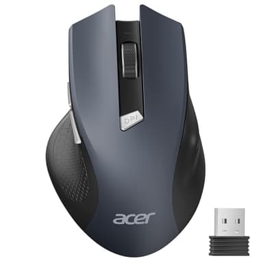 Acer Ratón Inalámbrico Ergonómico, 2,4 GHz Wireless Mouse con 3 dpi Niveles Ajustables, Mouse Inalámbrico Ópticode 6 Botones, Funciona con Pilas para portátiles, PC y MacBook