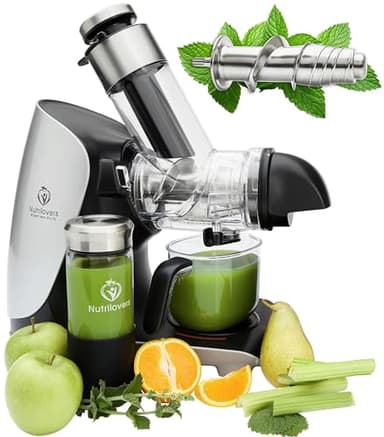GREEN-PRESS EDELSTAHL Slow Juicer,Licuadora extractor de jugos con tornillo de acero inoxidable 304, libre de BPA, ganador de pruebas, exprimidor eléctrico todo en uno para apio, verduras y frutas