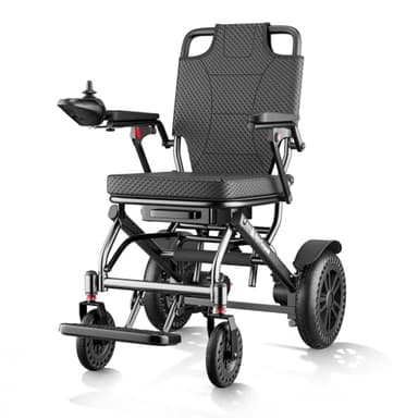 【Versión Mejorada】ByteTecpeak D14 Silla de Ruedas Eléctrica Plegable para Personas Mayores, Autonomía de 25km, 500W Motor, Cojín de asiento engrosado, Apta para Viajes y Estándares de Embarque-Negro
