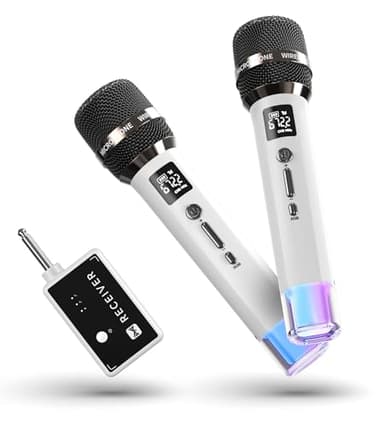 Micrófono Inalámbricos, Micrófonos Con Conexión de Chip Uno a Uno y Luces LED, Duración de 40h, Alcance de Recepción de 200 Pies, Control de Volumen, Micrófono de Karaoke Para Cantar, YouTube/TikTok