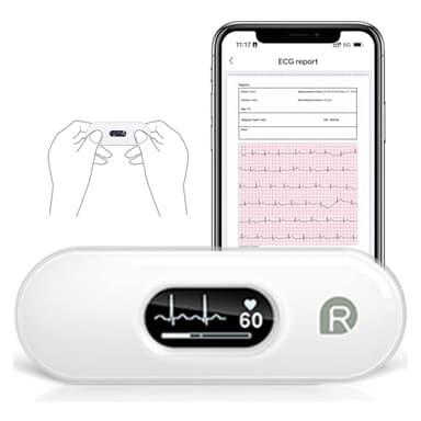 CheckMe DuoEK-S Mini Dispositivo ECG, ECG Portátil Bluetooth con Informe de Análisis, Pantalla OLED de 0,96 pulgadas, 30s - 5 mins, Pulsómetro, APP para iOS/Android