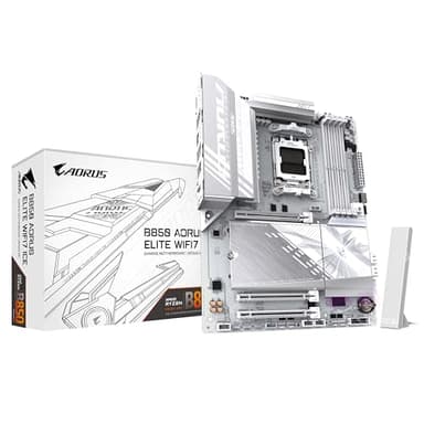 GIGABYTE B850 AORUS Elite WIFI7 Ice Placa Base - Procesadores AMD Ryzen Serie 9000, VRM Digital de 14+2+2 Fases, hasta 8200MHz DDR5 (OC), 1xPCIe 5.0 + 2xPCIe 4.0 M.2, LAN 2.5, WiFi 7, USB 3.2 Gen 2x2