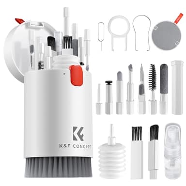 K&F CONCEPT 20 en 1 Kit Multifuncional Portátil de Limpieza Electrónica-Limpia Teclado, Pantalla de PC, Teléfono Móvil, Airpods, Lentes, Cámara, Herramientas de Limpieza para Múltiples Circunstancias