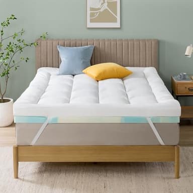 Zinus Topper de Espuma viscoelástica, 140 x 200 cm, 10 cm de Grosor, diseño de celda Abierta, Certificado Oeko-Tex, Transpirable y ortopédico, Comodidad ergonómica, dureza Media, Color Blanco
