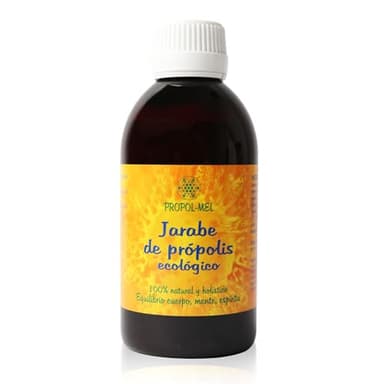 Propol-Mel - Jarabe de Propolis Bio | 250 ml | Antiséptico Natural y Antiinflamatorio | Para la Tos y la Mucosidad en la Garganta | Sin Gluten | Fluidifica la Mucosidad | Lubrica la garganta