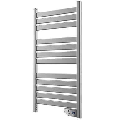 Cecotec Radiador Toallero Eléctrico Bajo Consumo Ready Warm 9050 Twin Towel INOX. Seca Toallas de 500 W, IP24 2 Modos, Temporizador, Pantalla LED, Kit de instalación, Gris Oscuro