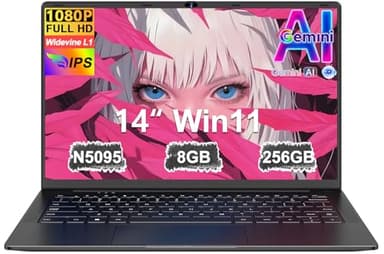 Ordenador Portátil 14 Pulgadas Celeron N5095 Upto 2,9 GHz Portatiles 8GB RAM 256GB SSD TF 1TB LPDDR4 Win11 5G WiFi 1920*1080 FHD mini HDMl Laptop Película Protectora Español - negro Cuerpo Metálico-61