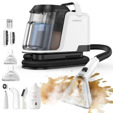 Uwant Aspiradora de Agua Tapiceria Lava y Aspira con Vapor Y100S 1750W 18KPa, 3 en 1 Frío/Agua Caliente 65℃/Vapor 100℃, Portátil, Cepillos mult. Limpia Sofá/Alfombras/Coche/Cocina, 2.4L Depósito
