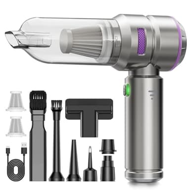 KITBEZN Aspirador de Mano, 26000PA Aspiradora de Mano Sin Cable, 4 en 1 Aspirador de Coche Potente, 3 Niveles Aspirador Coche con Motor sin Escobillas para Casa/Coche/Pelo de Mascota