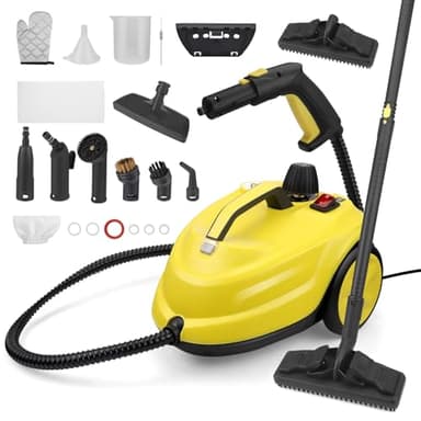 Reomdara Limpiador a Vapor, 320°F Alta Temperatura con Depósito 2L, Limpiadora de Vapor Multiusos de Mano para Suelos, Tapicerías, Coche y Hogar