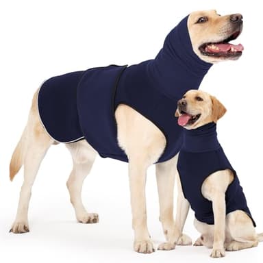 HEYWEAN Chaleco Anti-Ansiedad para Perros con Capucha Calmante y Tiras Reflectantes Abrigo Calmante para Perros Chaqueta Perro Alivio Ansiedad para Tormentas Fuegos Artificiales Viajes y Separación