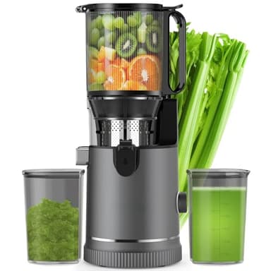 Extractor de Zumos – Slow Juicer con Boca XL de 147 mm y Motor de 400 W, Alta Extracción y Conservación de Nutrientes, Capacidad de 1,8 L con 2 Vasos, Libre de BPA, Para Frutas y Verduras Enteras