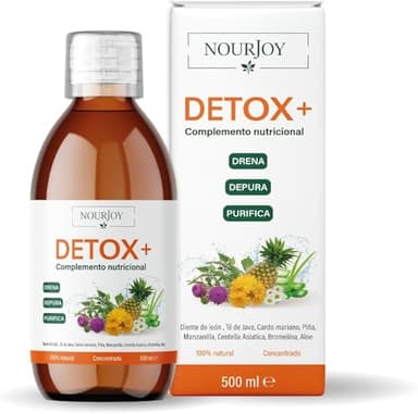 Detox Drenante y Diureticos Retencion de Liquidos Anticelulitico Potente Rapido y Efectivo Mujer 100% natural concentrado vegano con Cardo Mariano y Aloe