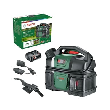 Bosch Hidrolimpiadora móvil para bicicletas Fontus 18V-6 (depósito de agua de 6 L, 8 niveles de presión, espacio para guardar la manguera y la pistola, incluye 1 batería de 2,0 Ah 18V y cargador)