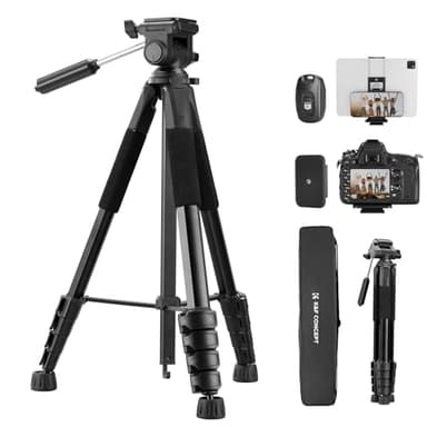 K&F CONCEPT Tripode para Movil 190cm S255A3+BV01 Trípode Ligero Portátil de Tubo Perfilado de 5 Lados para DSLR, Cámara Réflex Digital, Teléfono Móvil, etc., con Clip para Teléfono Móvil