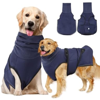 Chaqueta para antiansiedad, chaleco relajante para perros, abrigo de con capucha calmante, chaleco antiestrés para perros, calma los miedos y el nerviosismo del (azul marino, L)